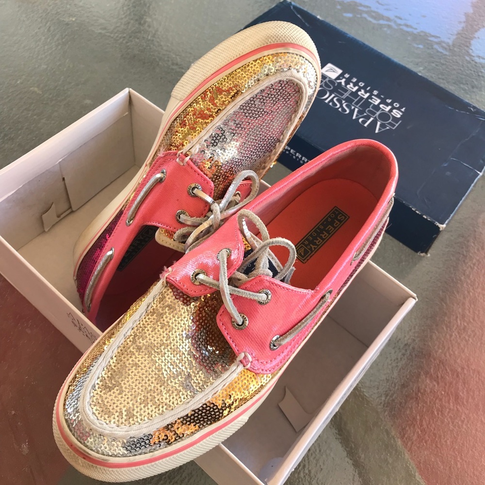 Sparkly Sperry Pink/Silver/Gold Boat Shoe ❤️
